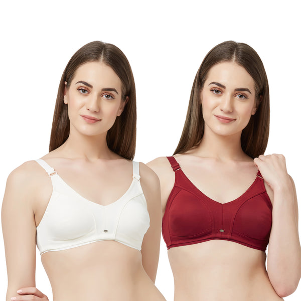 BODYCARE Women's Cotton & Spandex Non-Padded Non-Wired Sports Bra (Pack of  2)