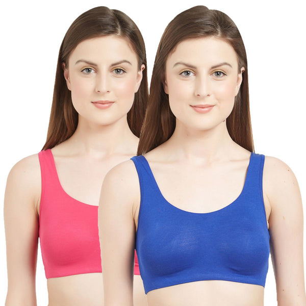 Buy Enamor Grey Non Wired Non Padded Sports Bra (Pack Of 2) for