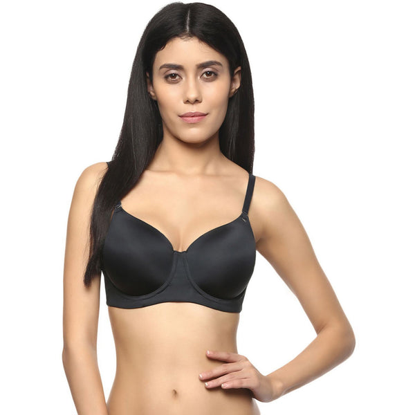 Buy SOIE Women's Semi Coverage Non Padded Wired Satin Seamed Bra