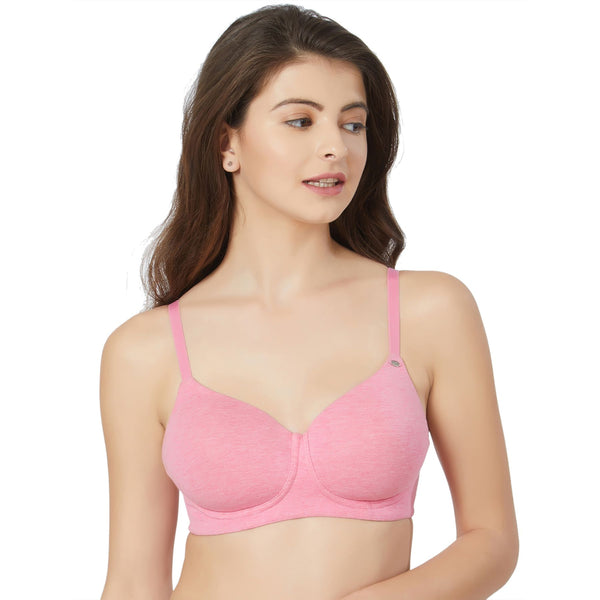 Semi/Medium Coverage Padded Non-Wired T-shirt Bra with Detachable