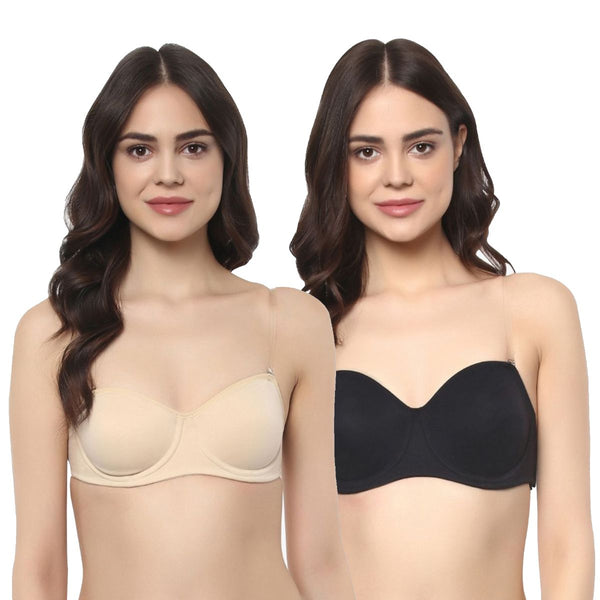 Medium Coverage Padded Wired Multiway Strapless Bra with Detachable  Straps-FB-508A