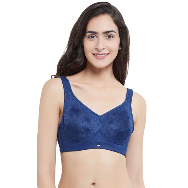 Buy Soie Double Layered Non Wired Medium Coverage Bra - Navy Blue at Rs.740  online