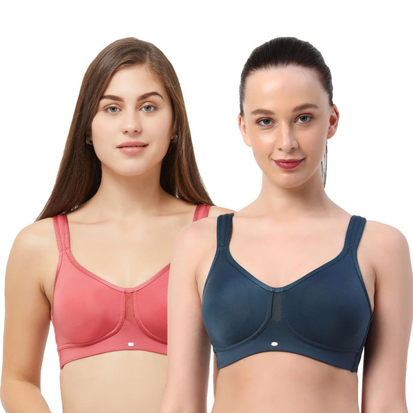 Semi Coverage Non Padded Wired Satin Seamed Bra (PACK OF 2)-COMBO CB-2 –  SOIE Woman
