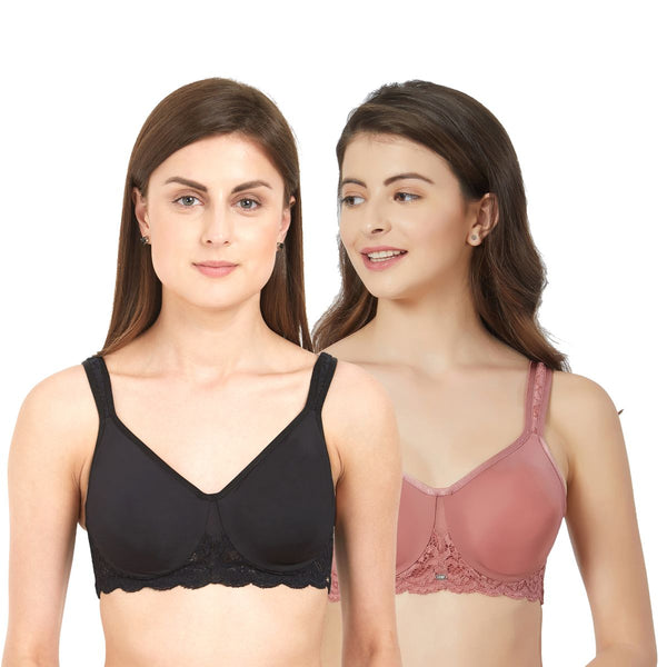 Buy SOIE- Crimson & Nude Full Coverage Padded Non Wired Lace Bra (Pack Of  2)-Crimson & Nude-40DD Online at Best Prices in India - JioMart.