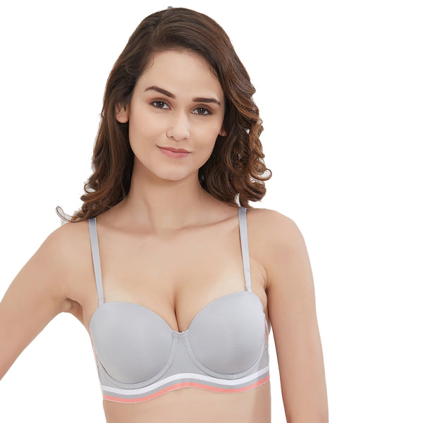 Buy Soie Women's Cotton Semi-Covered Padded Non-Wired Bra(Size- 38D, Beige)  at