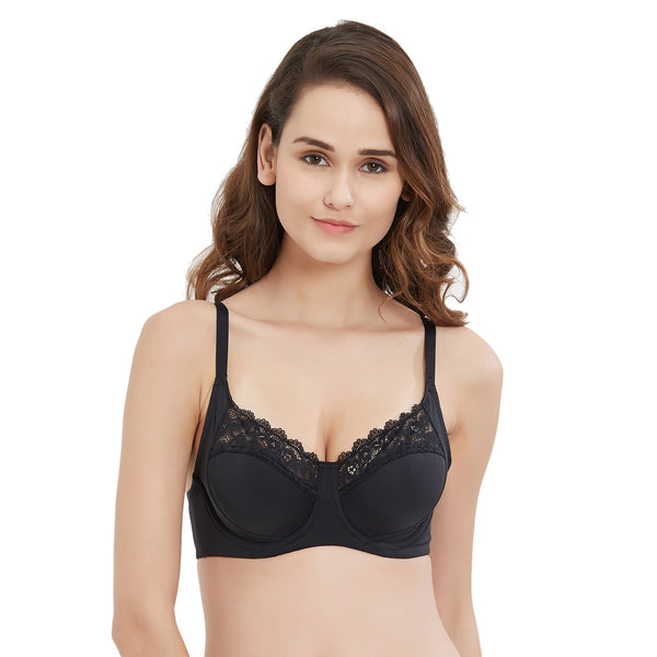 SOIE Women's Solid Semi/Medium Coverage Padded Non-Wired Satin Panelled  T-Shirt Bra