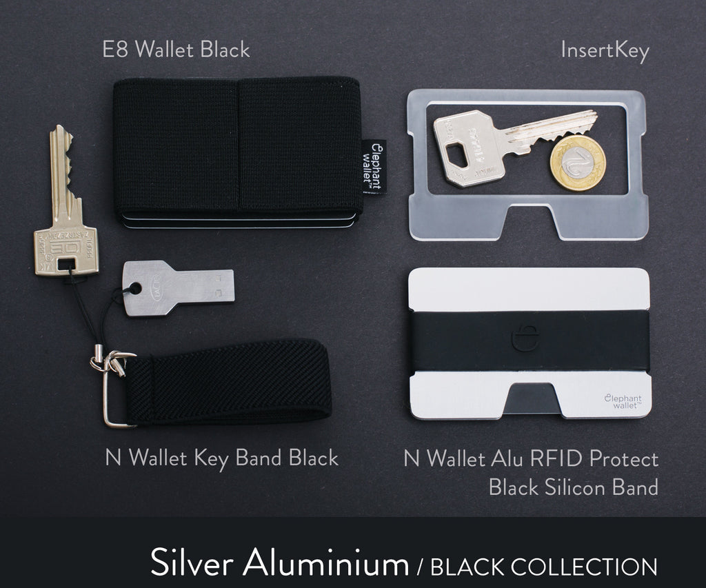 Silver Aluminium / Black Collection | ElephantWallet