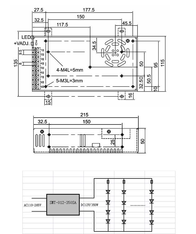 350W LED power supply