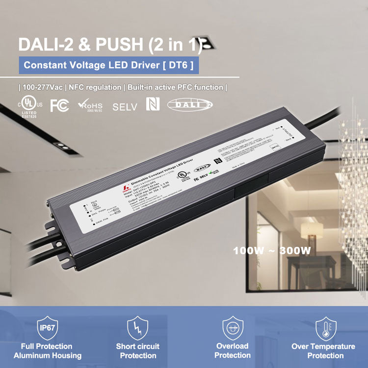 dali-2 & push dimmable Constant Voltage led driver 300W