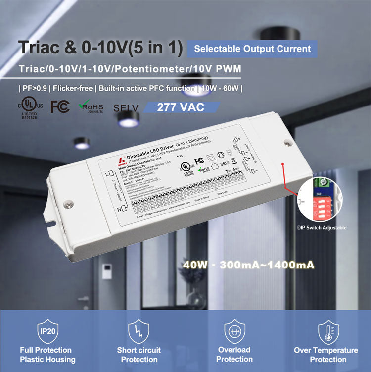 5 in 1 Dim Multi-Current Driver 40W (DIP Adjustment)