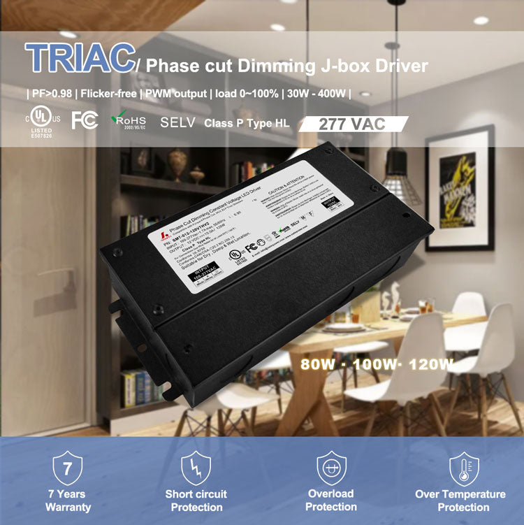 UL 277V Triac Dimming led driver 100W