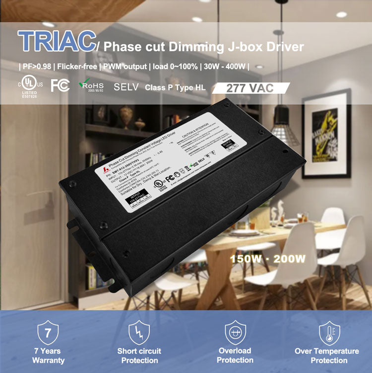 UL 277V Triac Dimming led driver 200W