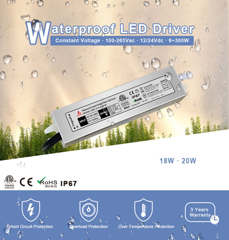 waterproof  led driver 12v 24v 18W