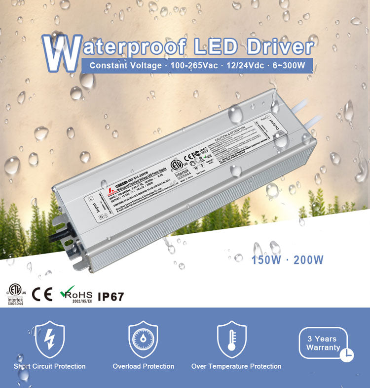 waterproof  led driver 12v 24v 200W