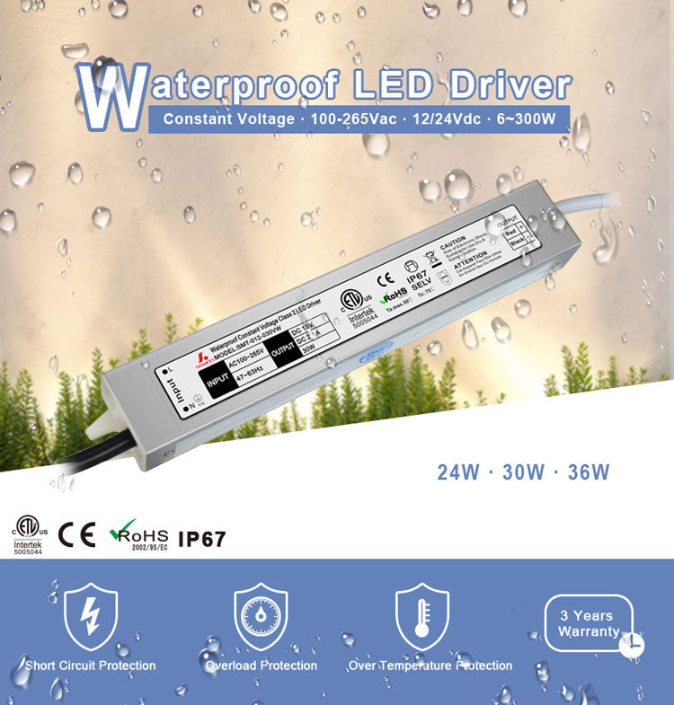 waterproof  led driver 12v 24v 30W