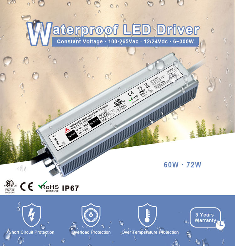 waterproof  led driver 12v 24v 60W
