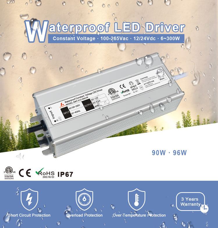 waterproof  led driver 12v 24v 90W