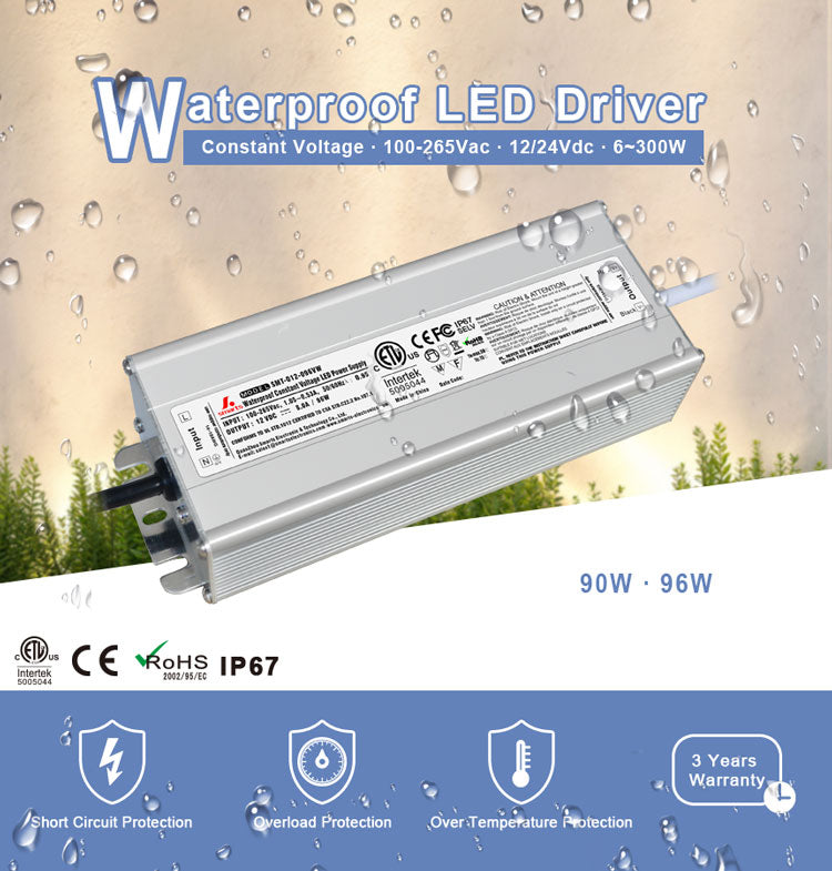 waterproof  led driver 12v 24v 96W