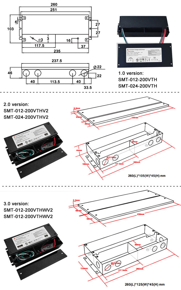 12Vdc 24Vdc Triac Dimmable J-BOX Driver 20W