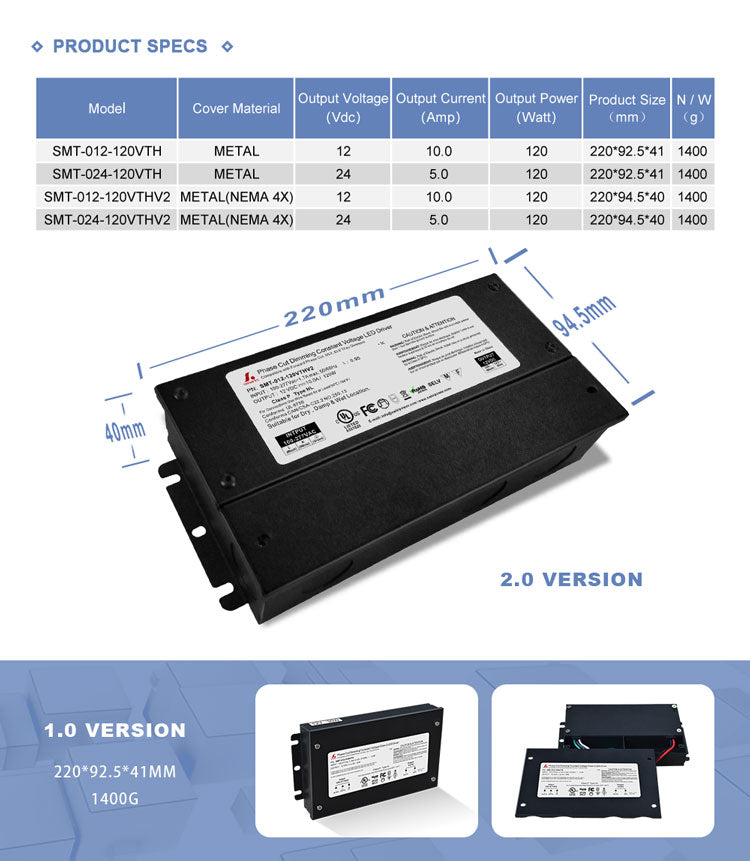 UL 277V Triac Dimming led driver 120W