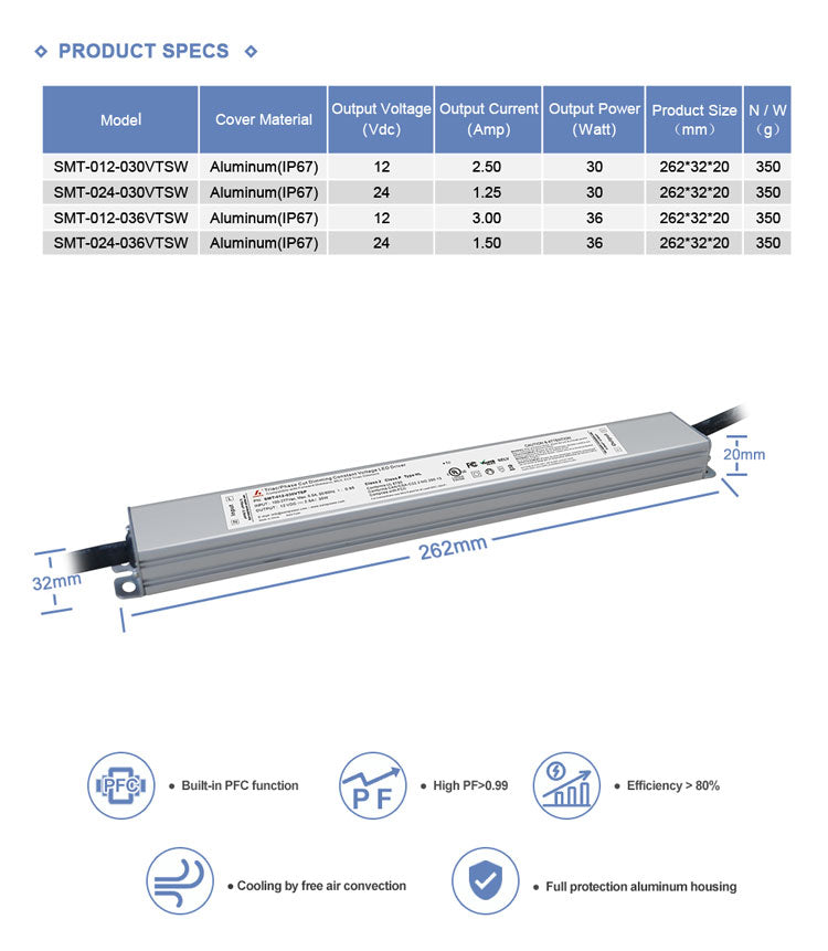 Triac Dim constatn voltage led power supply 30W