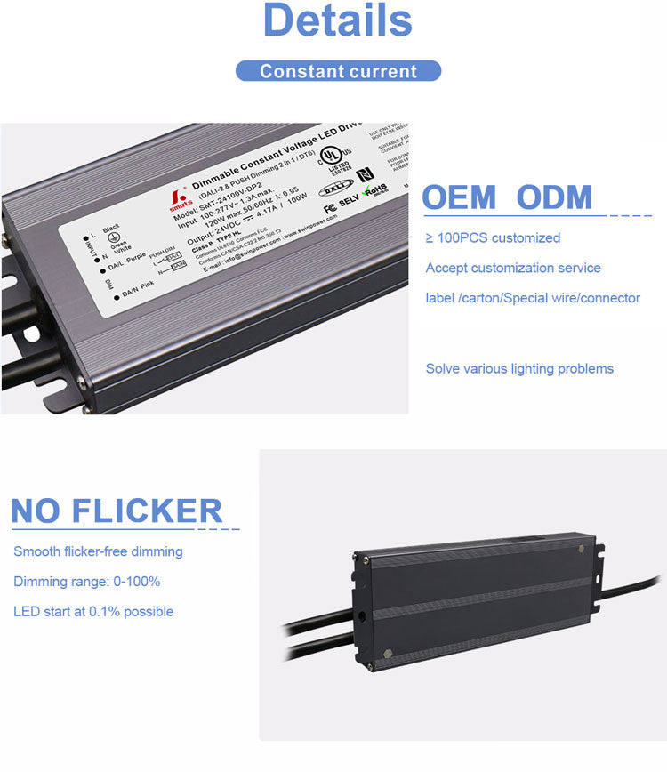dali-2 & push dimmable Constant Voltage led driver 100W