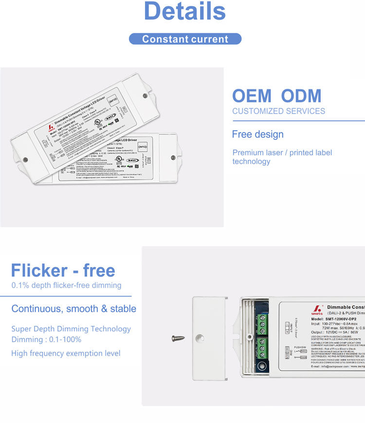 dali-2 & push dimmable Constant Voltage led driver 60W