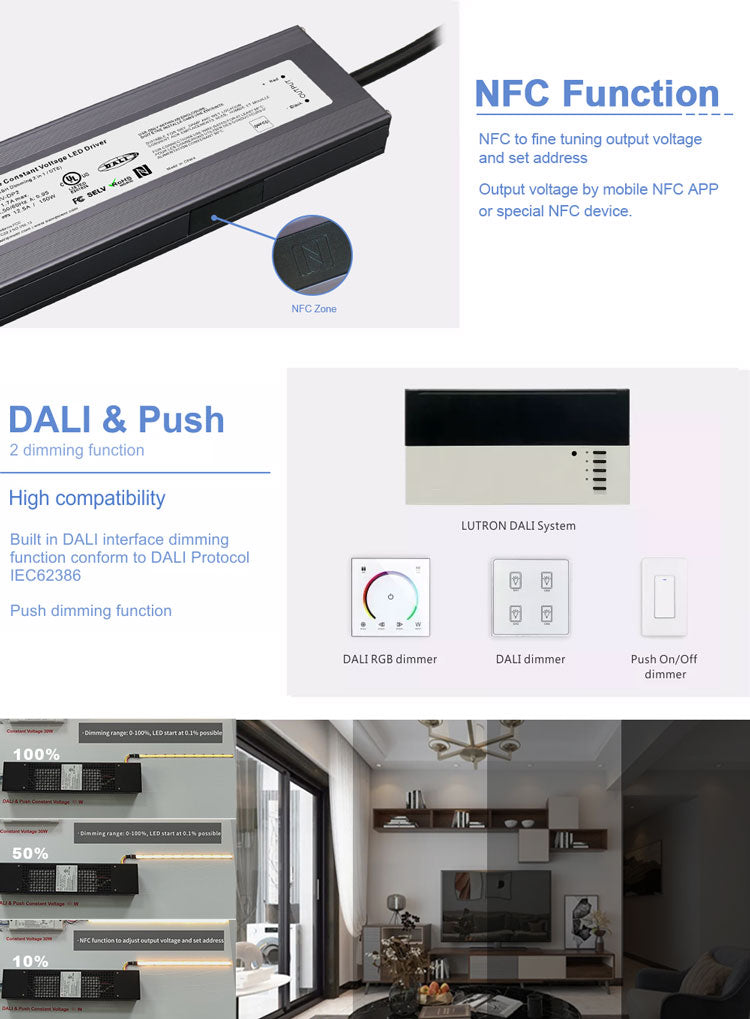 dali-2 & push dimmable Constant Voltage led driver 150W