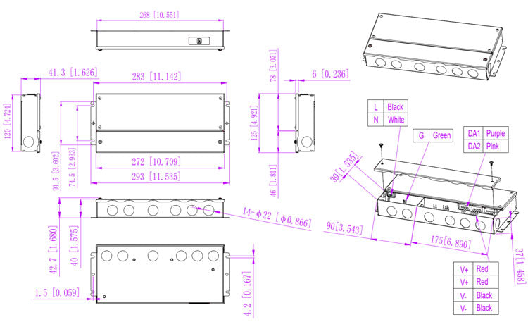 DALI 2 & PUSH Dimming J-BOX LED Driver 150W (DT6)