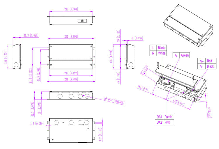 DALI 2 & PUSH Dimming J-BOX Constant voltage LED Driver 96W (DT6)