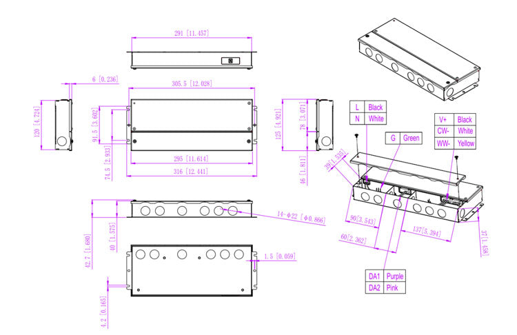 Constant voltage DALI 2 & PUSH Dimming J-BOX LED Driver 300W