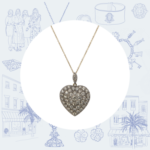 Victorian Diamond Pave Heart Pendant Necklace