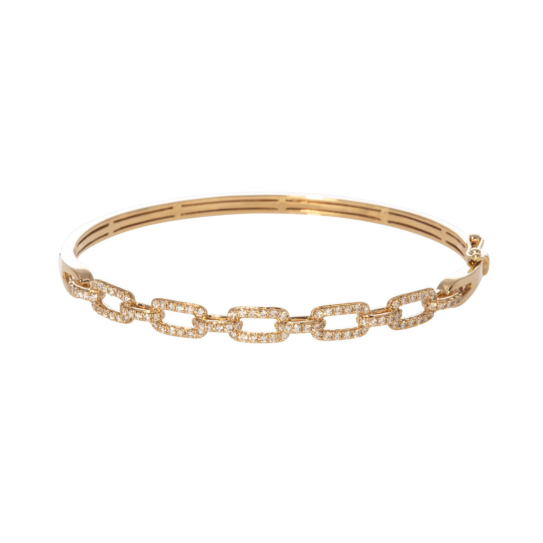 .74ct Diamond Chain Link 14K Yellow Gold Bangle