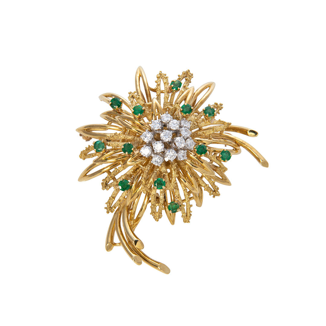 Floral Design Vintage Pearl & Jade Brooch Pin 14K Yellow Gold EraGem Estate, Antique & Vintage Jewelry