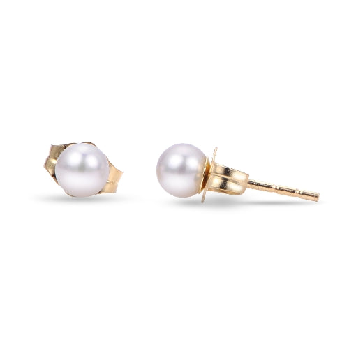 Cultured Pearl Earrings 4mm Pearls Push on Twist Off Safety Backs Ref 794751