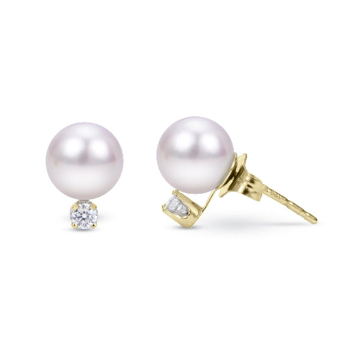 8mm Pearl & Emerald 14K White Gold Stud Earrings