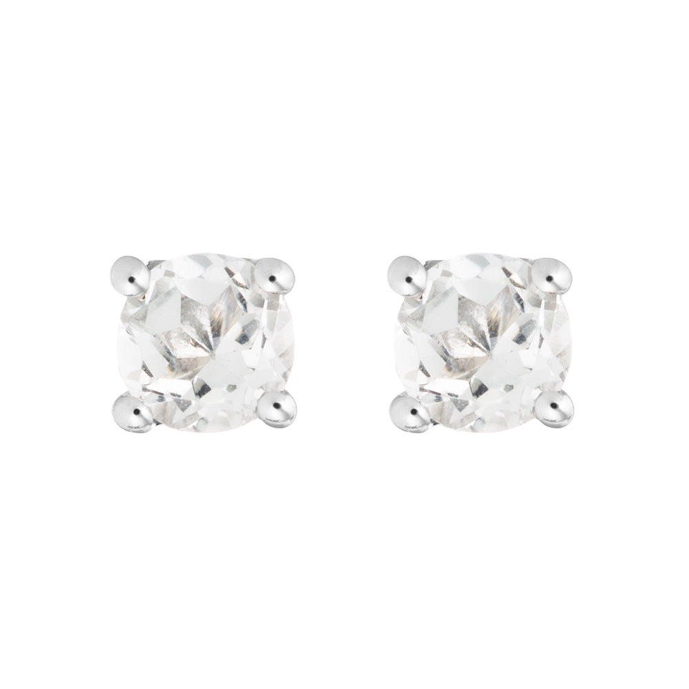 White Topaz & Diamond 14K White Gold Leverback Earrings