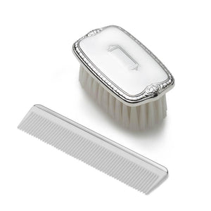 baby brush and comb set silver