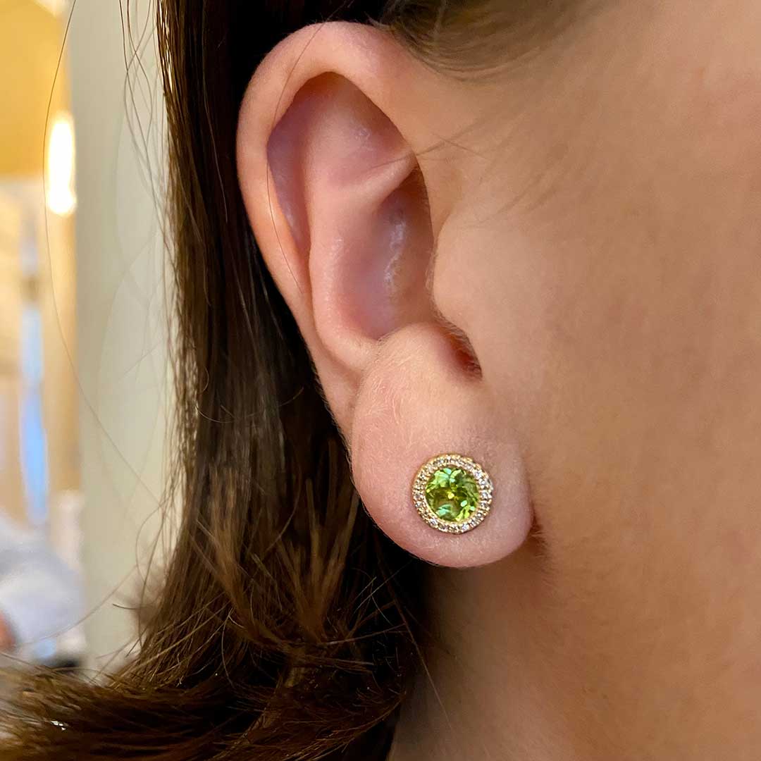 Playful Two 6MM Trillion Cut Peridot Solitaire Earrings Studs in Sterling  Silver Yellow Gold Plated Basket Set Clear Rubber Backs