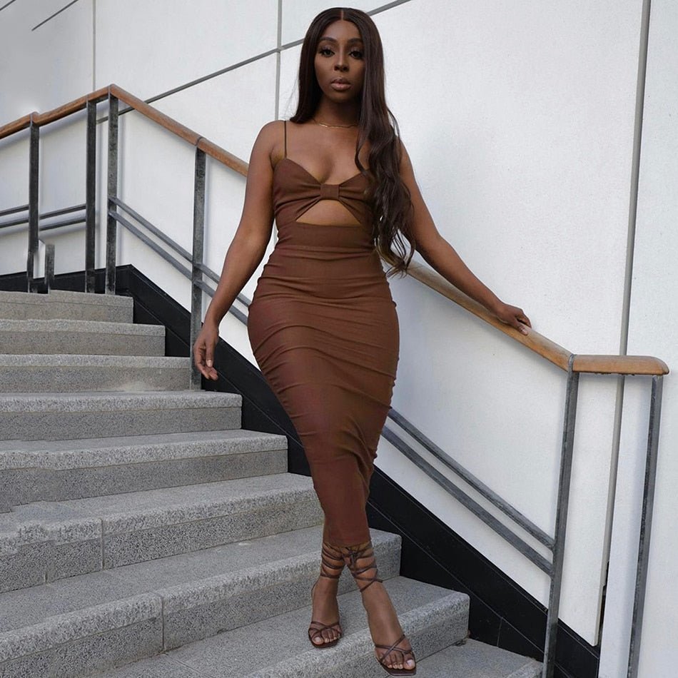 brown going out dress