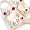 Picotee Big Crystal Flats Sandals Shoes White
