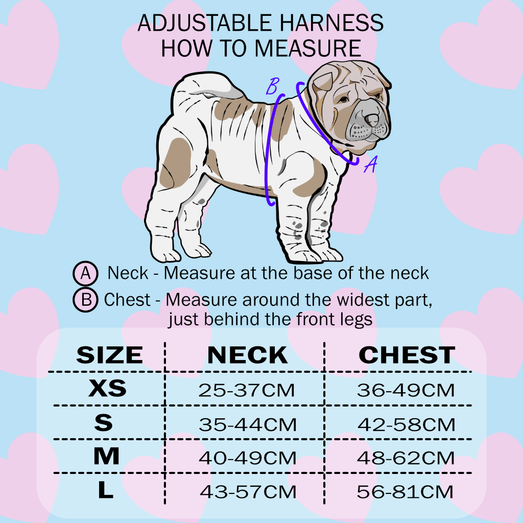 Herbies Hair Of The Dog Harness sizing guide