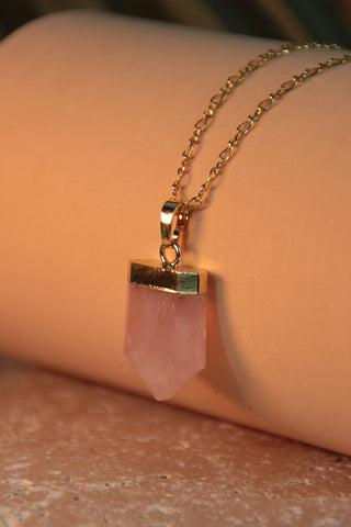 collier femme pendentif quartz rose