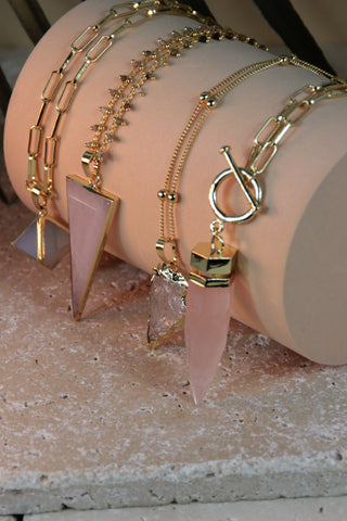 colliers femme pendentif quartz rose