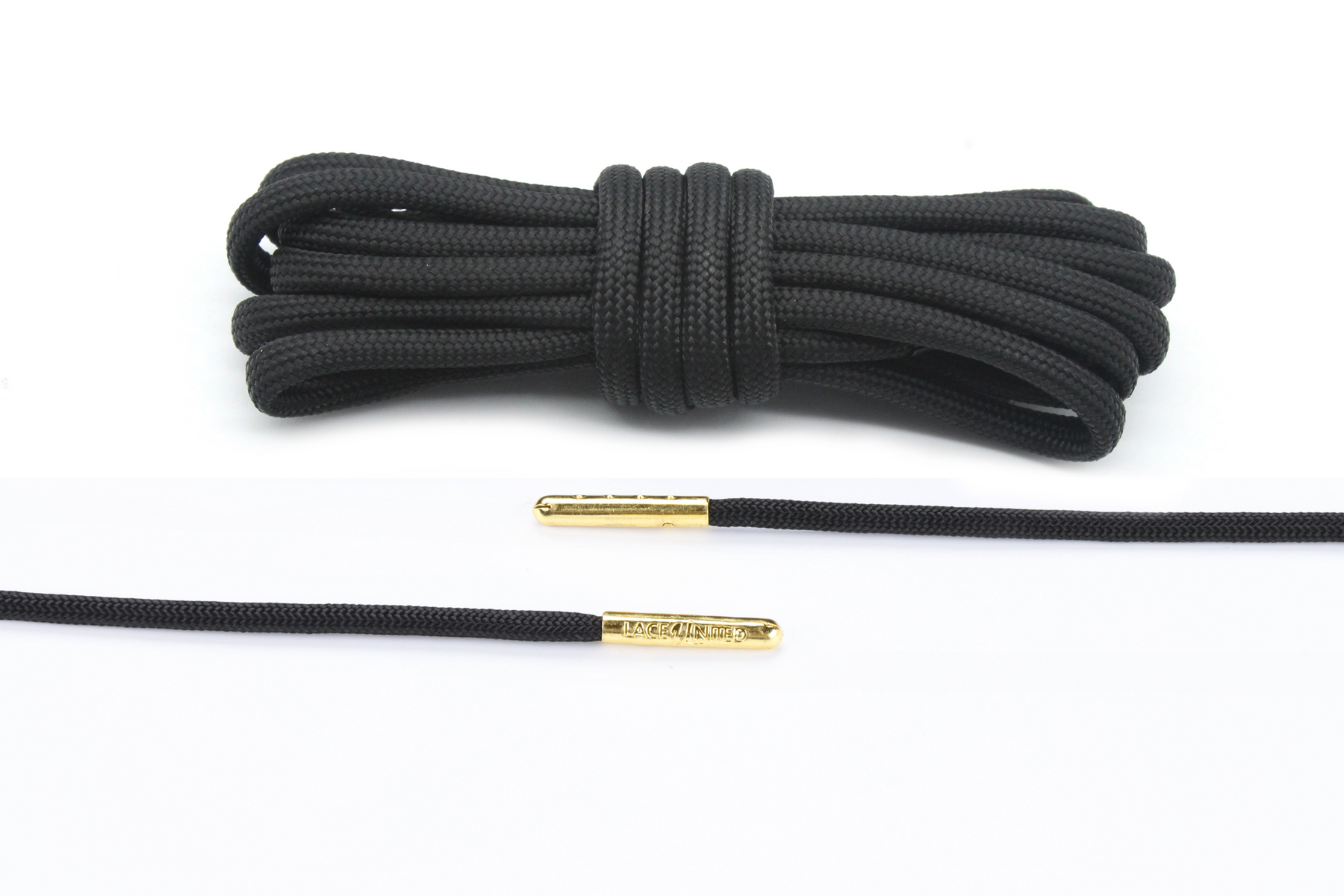 Black Round Laces - Gold Aglets – Lace United