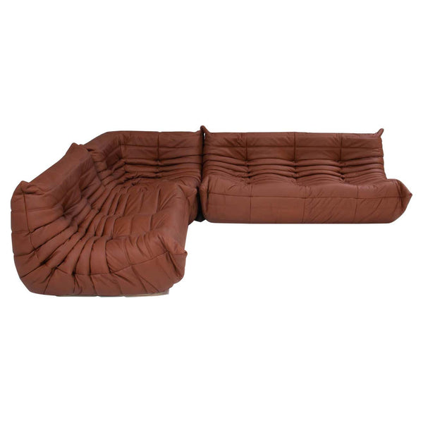Dark Brown Leather Togo Set by Ligne Roset, 1980s France