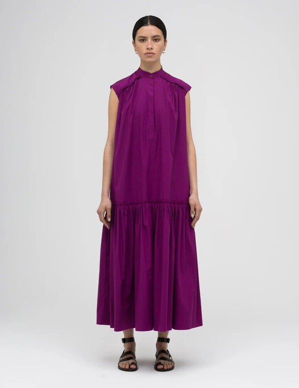 Belted Ruffle Dress Grape Purple - A LINE