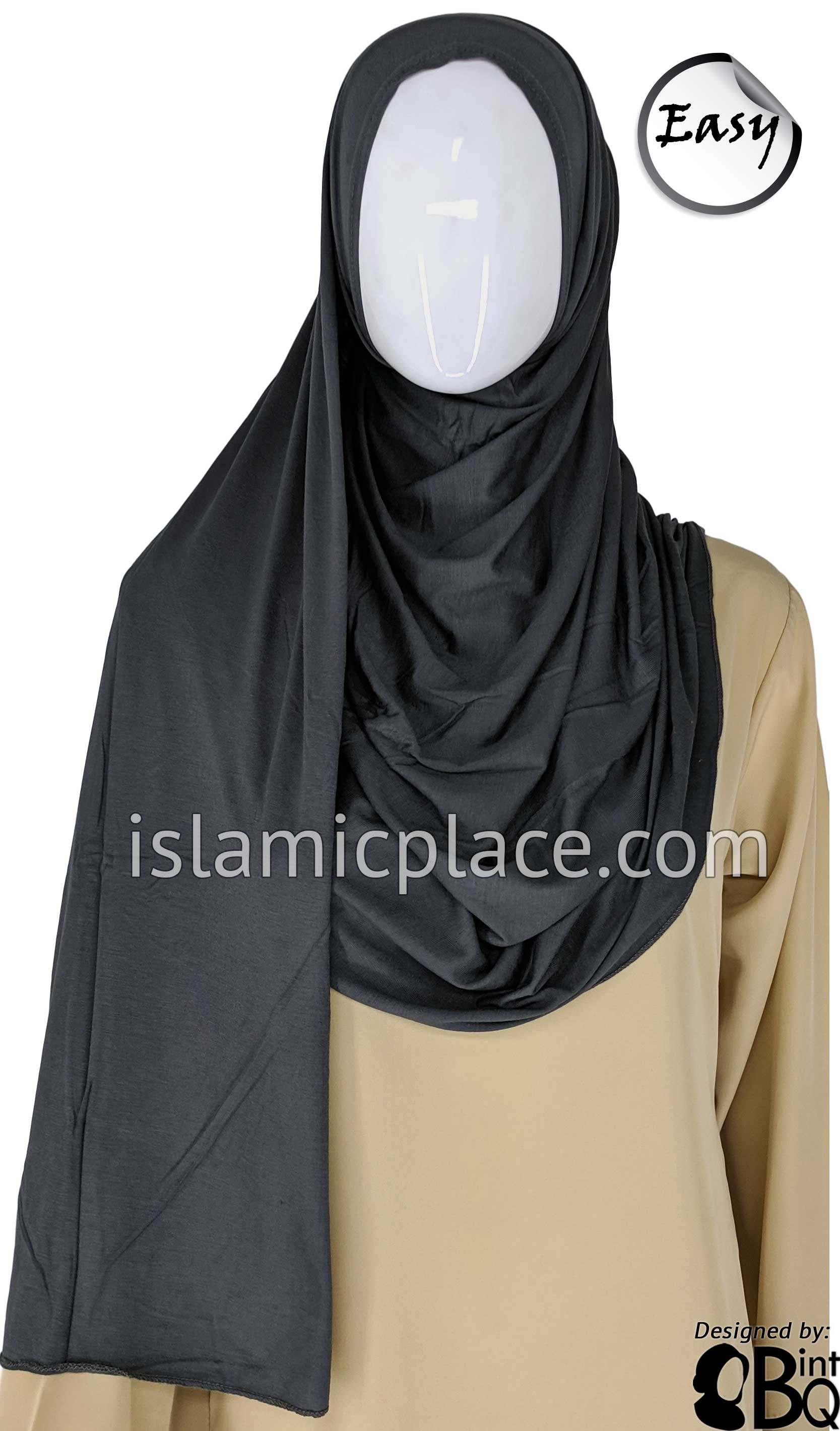 Premium Jersey Hijab - Graphite - Rectangle 65 x 27 / Graphite / Jersey