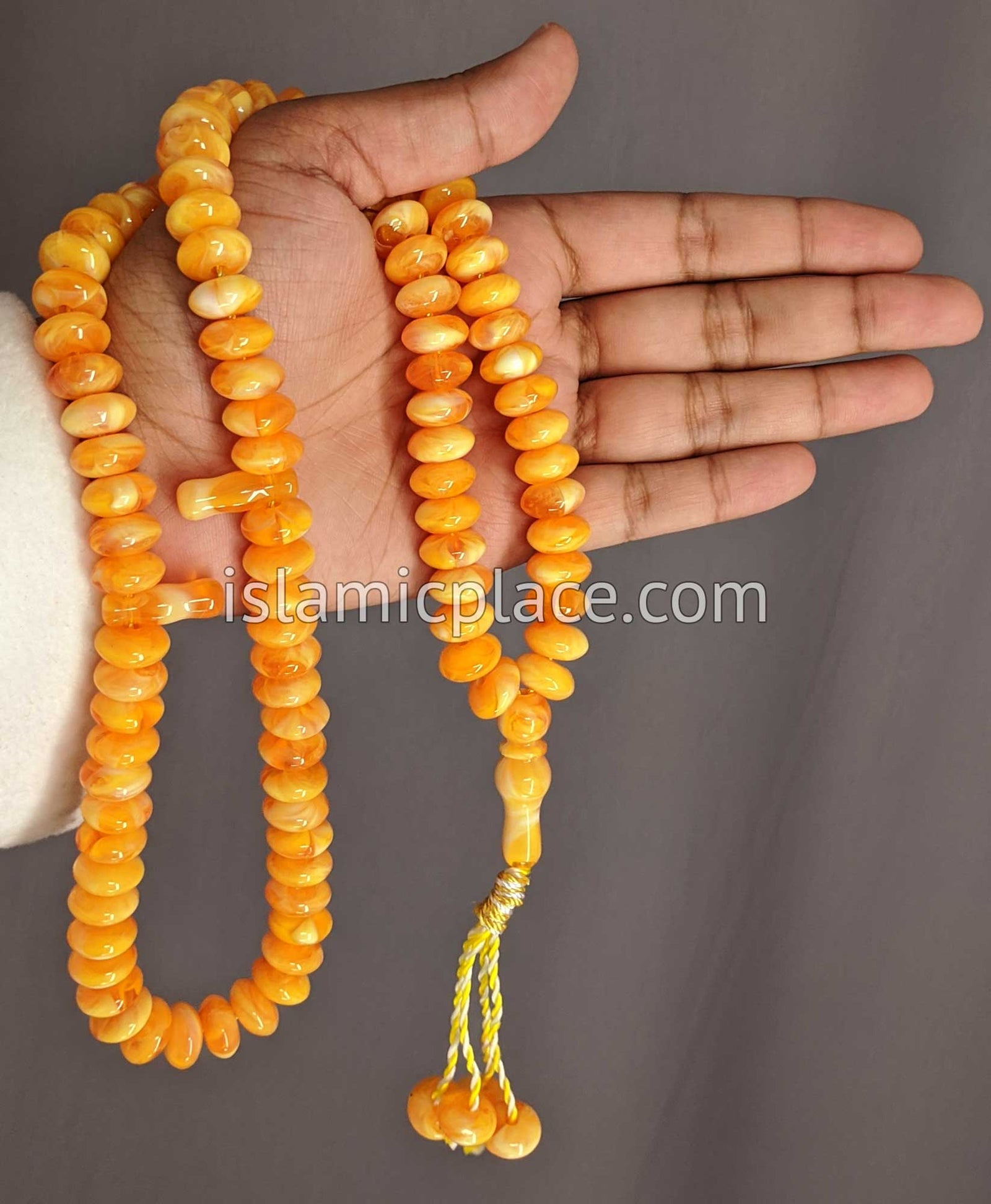 Pearly White - Large Bead Talib Tasbih Prayer Beads - The Islamic Place