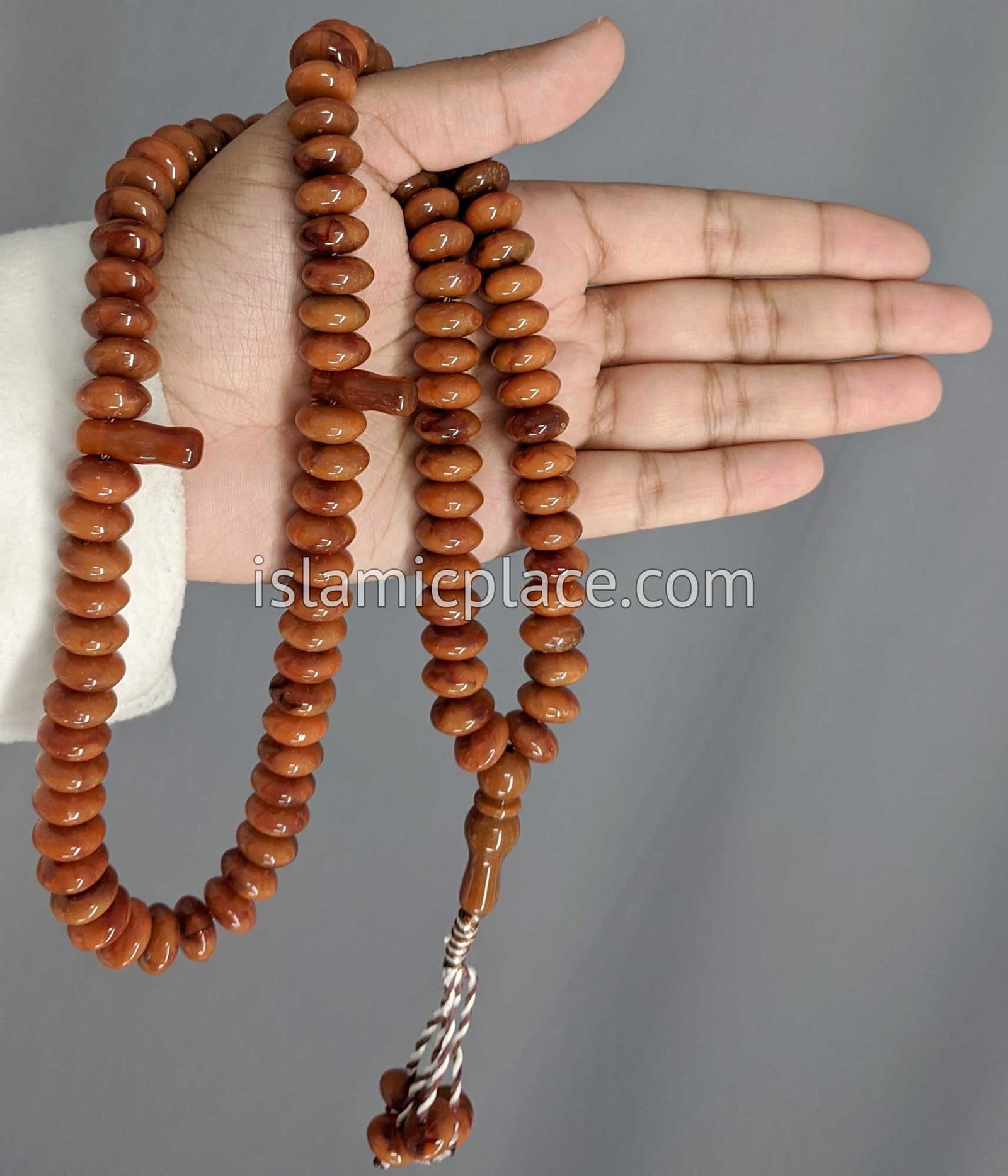 Pearly White - Large Bead Talib Tasbih Prayer Beads - The Islamic Place